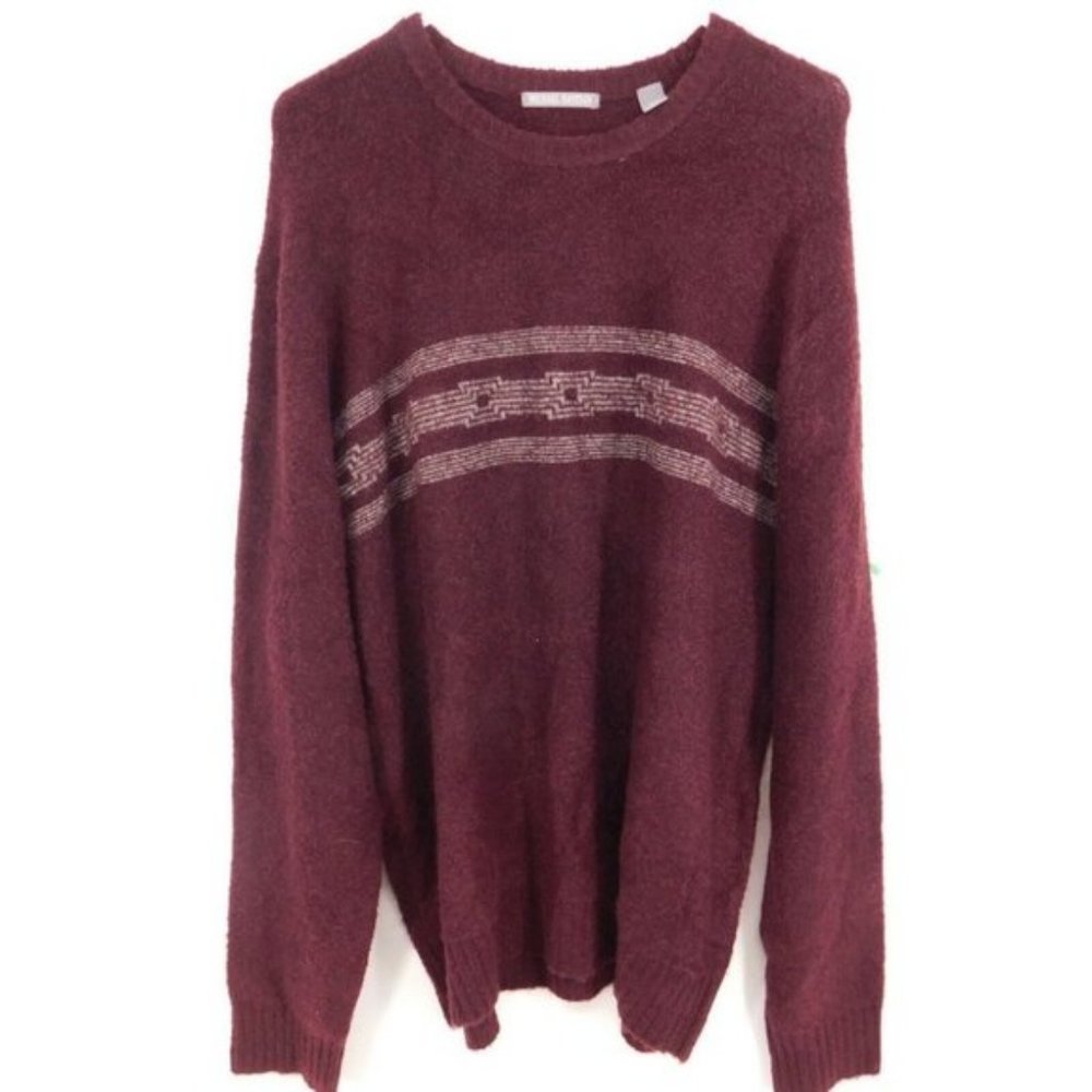 Michael Bastian Sweater Mens Size XL Long Sleeve Maroon Lambs Wool Blend